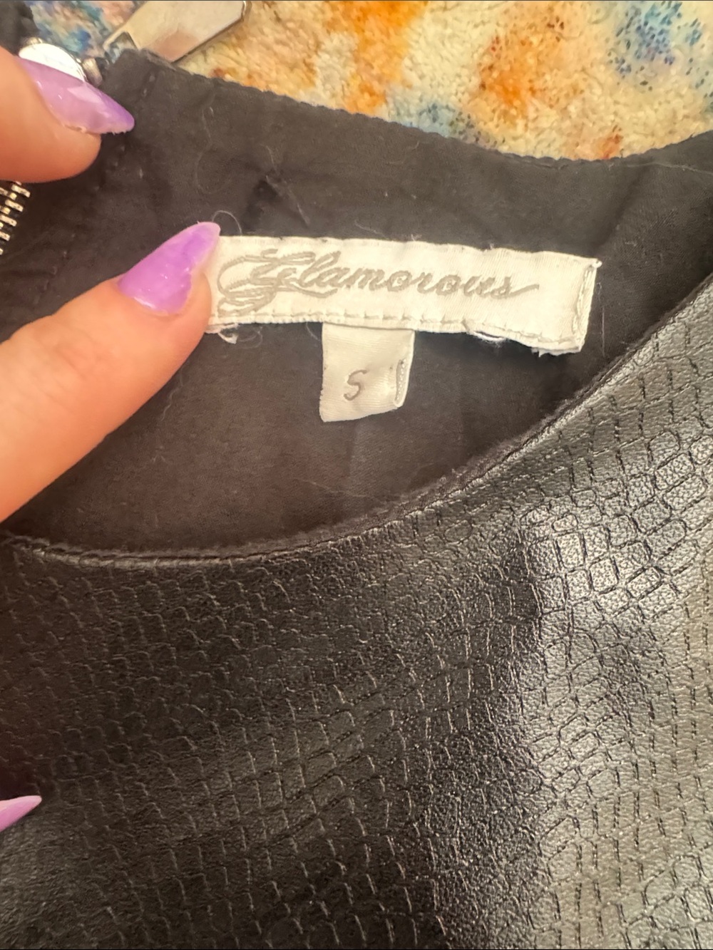 Glamorous Black Faux Leather Short Sleeve Top - Picture 2 of 3